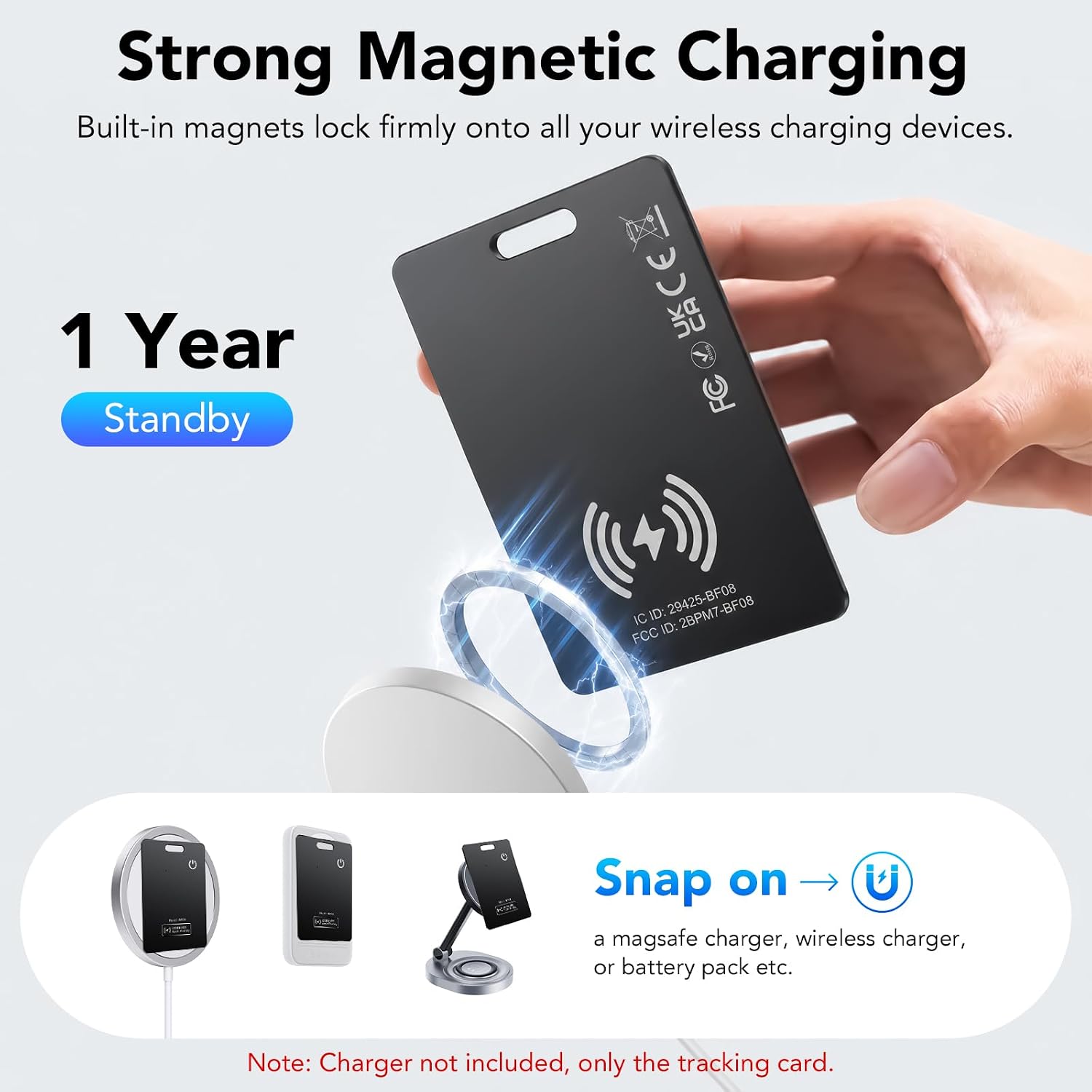 Thumbnail 4 de CASCHO Wallet Tracker Carte – Carte localisateur MFi certifiée, MagSafe, IP68 et Find My pour iOS