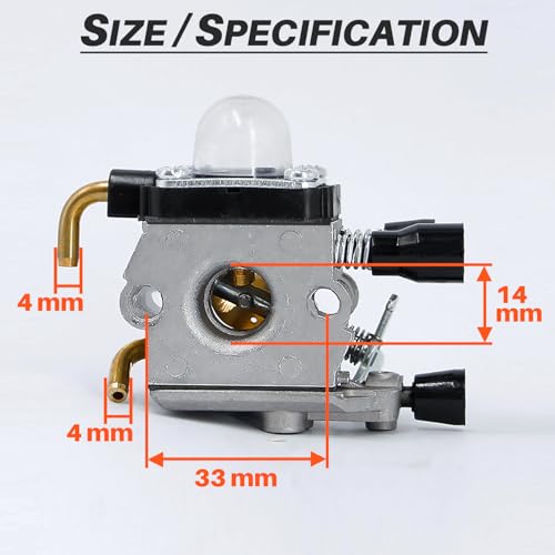 Detalle de Kit carburateur Jrisbo pour STIHL FS38 FS55 FS45 FS46 KM55 FC55 HS45 – 9 en 1, pièces de remplacement compatibles
