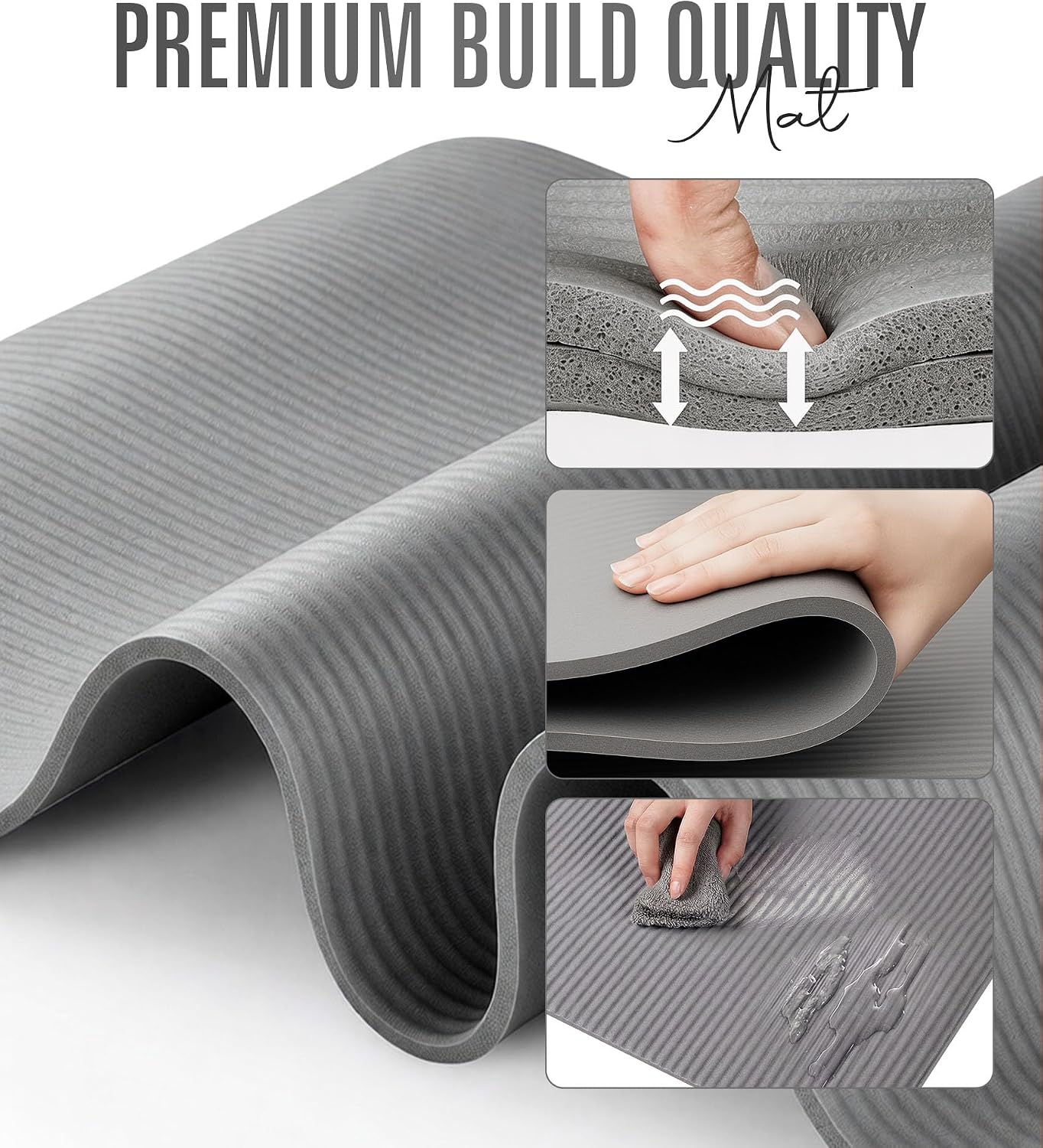 Detalle de ROMIX Yoga Mat Thick 10mm: Non-Slip 180x60cm Foam Exercise Mat