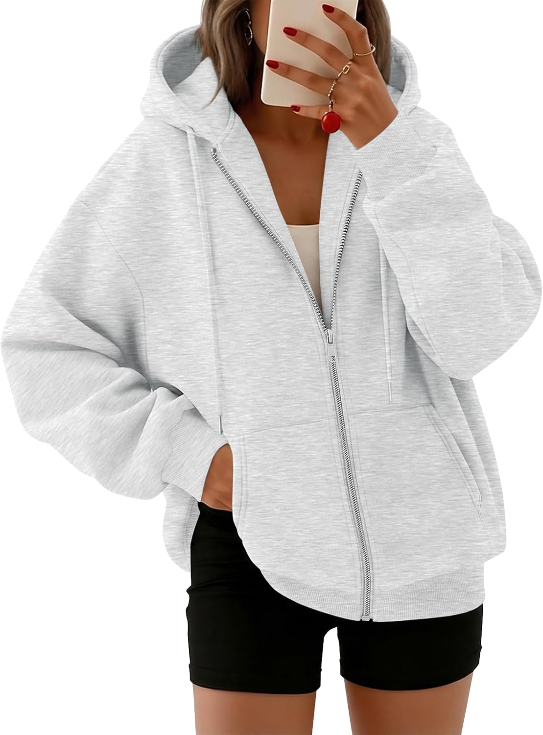 Detalle de Trendy Queen Women's Zip Up Hoodie 2026 Oversized Sweatshirt