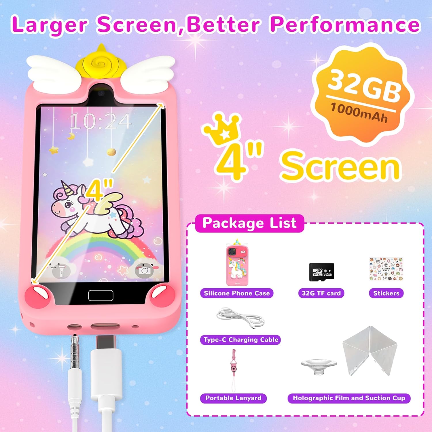 Detalle 2 de YIFOCO Kids Smart Phone 4" touchscreen toy phone