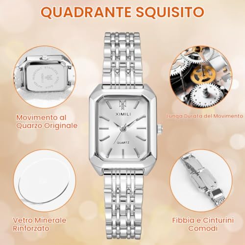 Detalle de OFFCUP Orologio da donna al quarzo, cassa da 36,8 mm e cinturino in acciaio