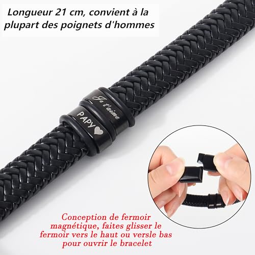 Thumbnail 1 de Bracelet Merclix Papy – Bracelet cuir 21 cm avec coffret cadeau et carte de vœux