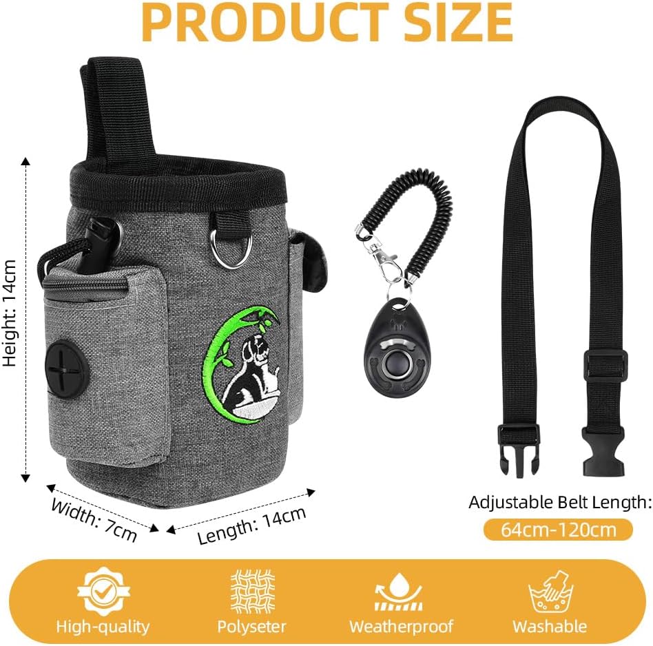 Detalle de Adiwo Small Dog Treat Bags: Waterproof Oxford Pouch with Waist Belt, Clicker and Dispenser