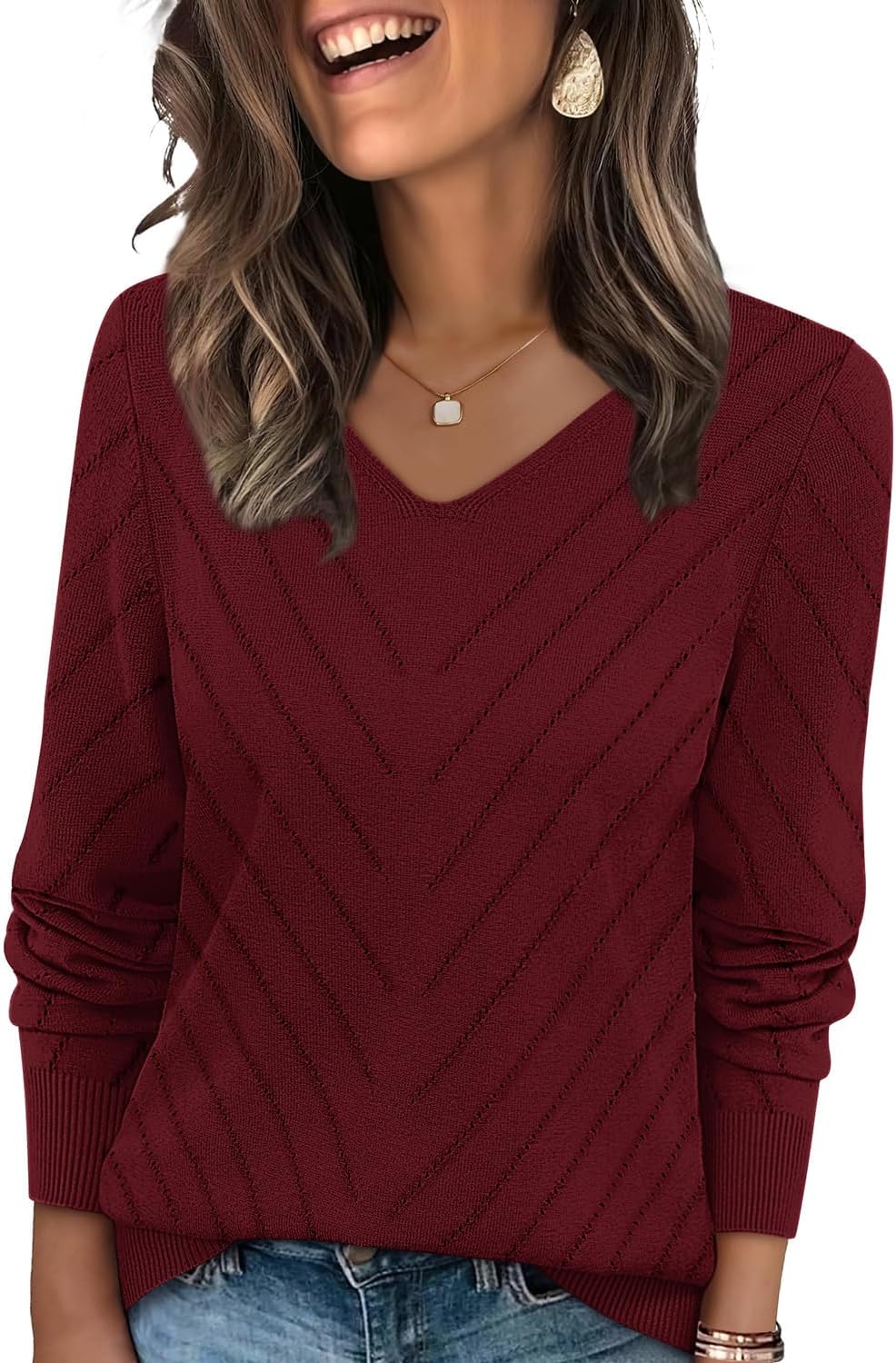 Detalle de WIHOLL V Neck Lightweight Sweater 2026
