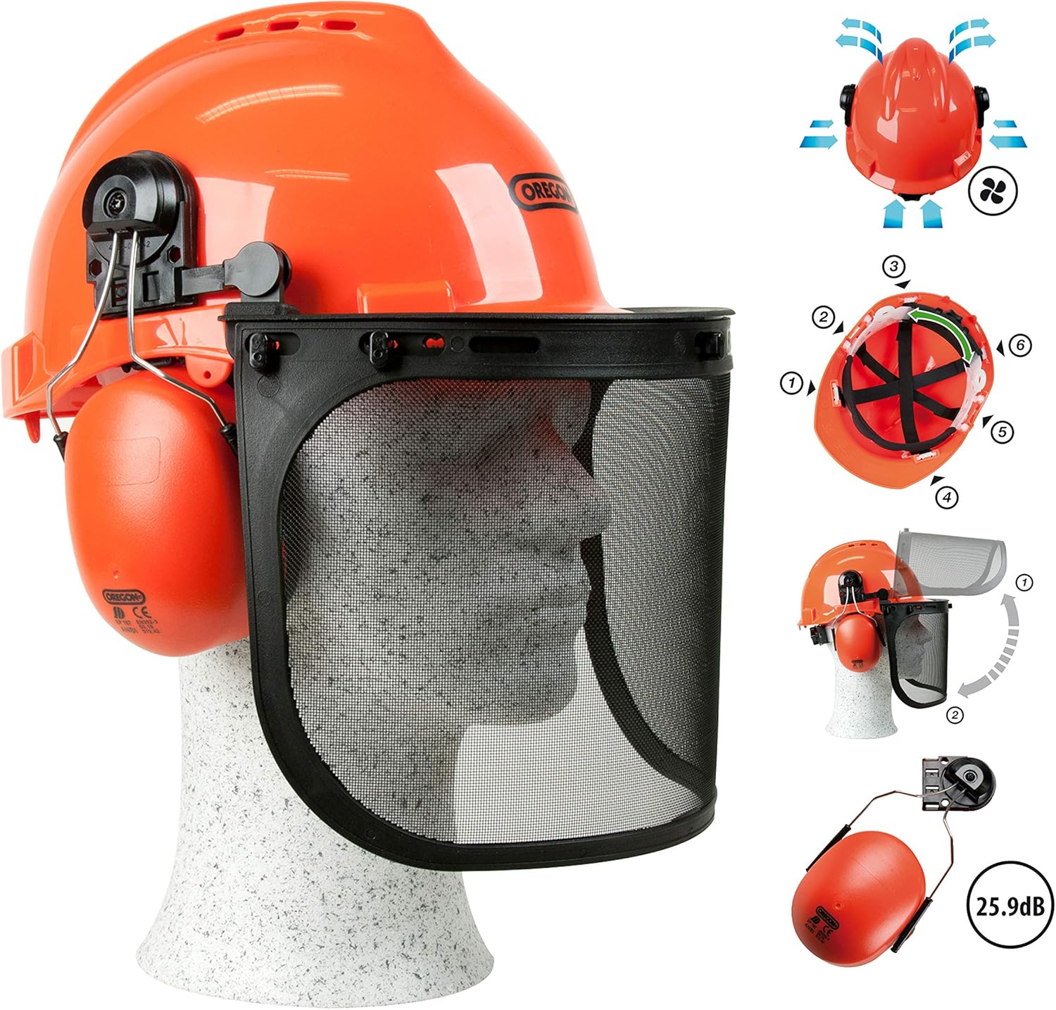 Thumbnail 1 de Oregon Yukon chainsaw safety helmet with earmuffs, steel mesh visor and universal chainsaw trousers with gloves