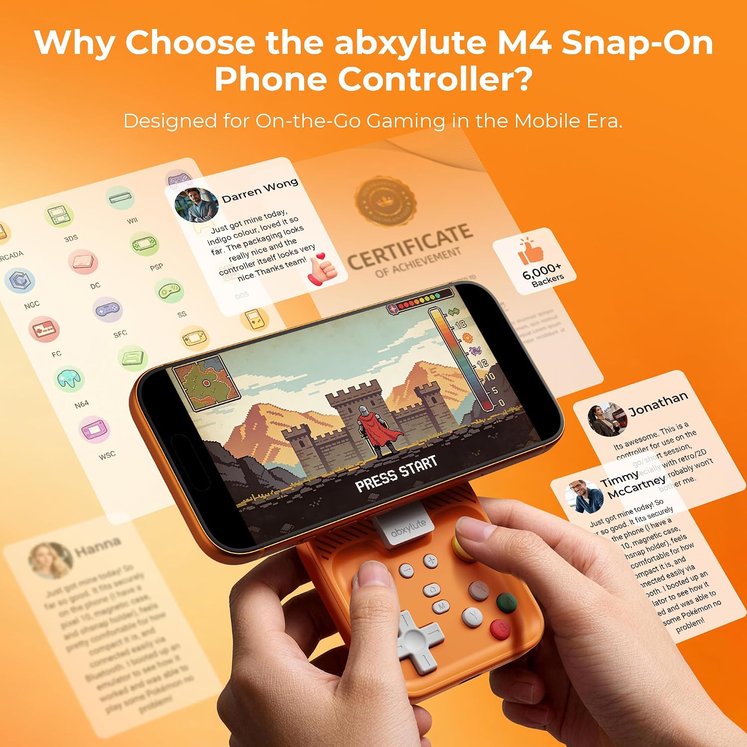 Detalle de abxylute M4 Snap-On Mobile Gaming Controller – Portable Retro-Style Gamepad for Android & iPhone