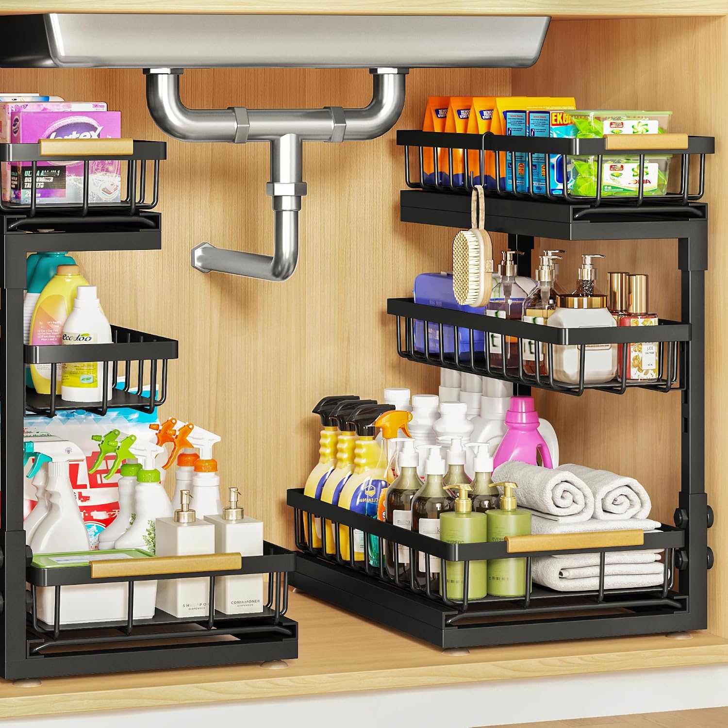 Detalle de Aekenr 3-Tier Under Sink Organizer & Pull-Out Storage (2-Pack) for Kitchen & Bathroom Cabinets