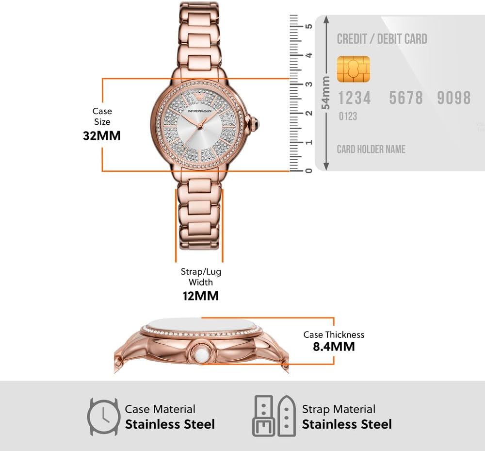 Thumbnail 6 de Emporio Armani Orologio Analogico al Quarzo con cassa in acciaio da 32 mm e cinturino da 12 mm