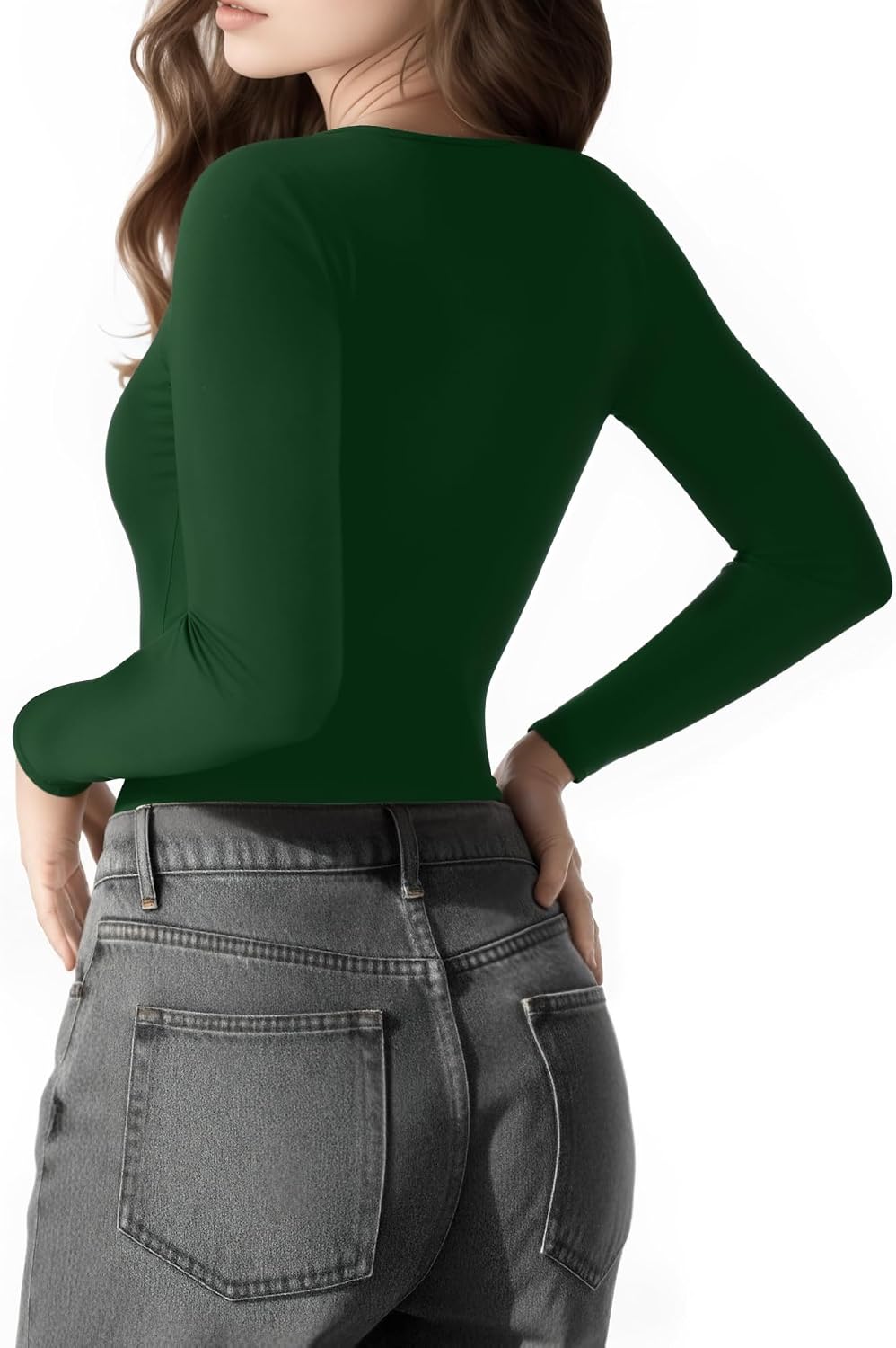Thumbnail 3 de ALGALAROUND Women's Long Sleeve Square Neck Top – Slim Fit Casual to Going-Out Essential