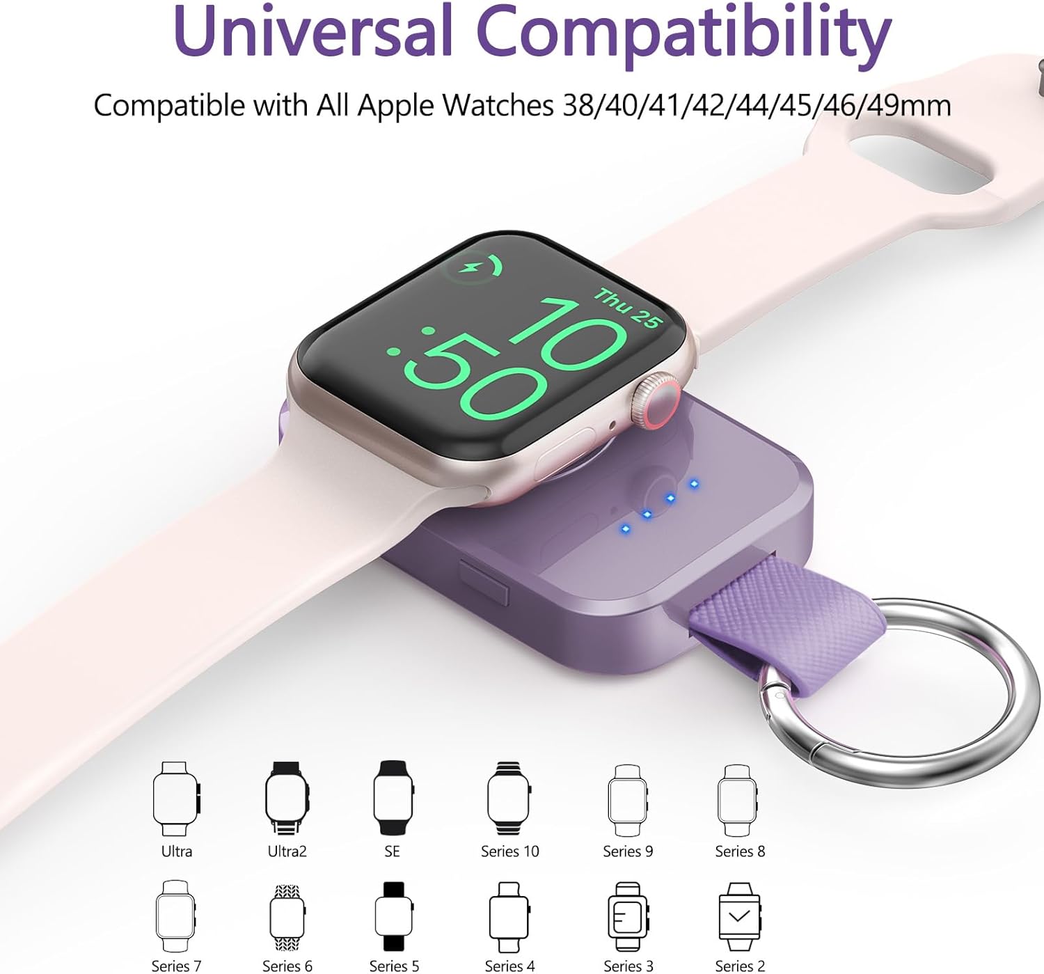 Thumbnail 2 de i.VALUX Portable Wireless Charger Power Bank for Apple Watch (1000mAh) Magnetic Keychain