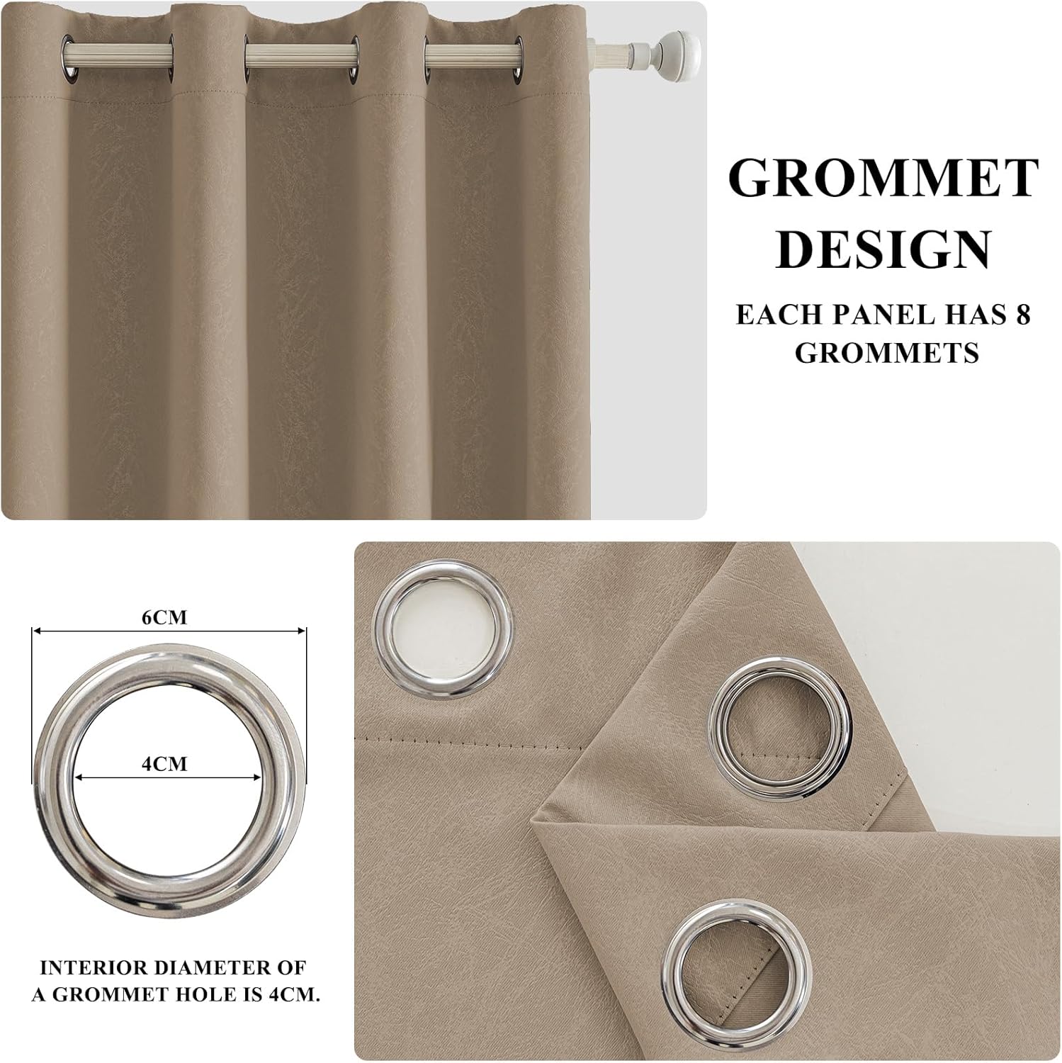 Thumbnail 3 de Lot de 2 rideaux occultants Ystyle 140x225 cm à œillets, isolants anti-froid et anti-chaleur