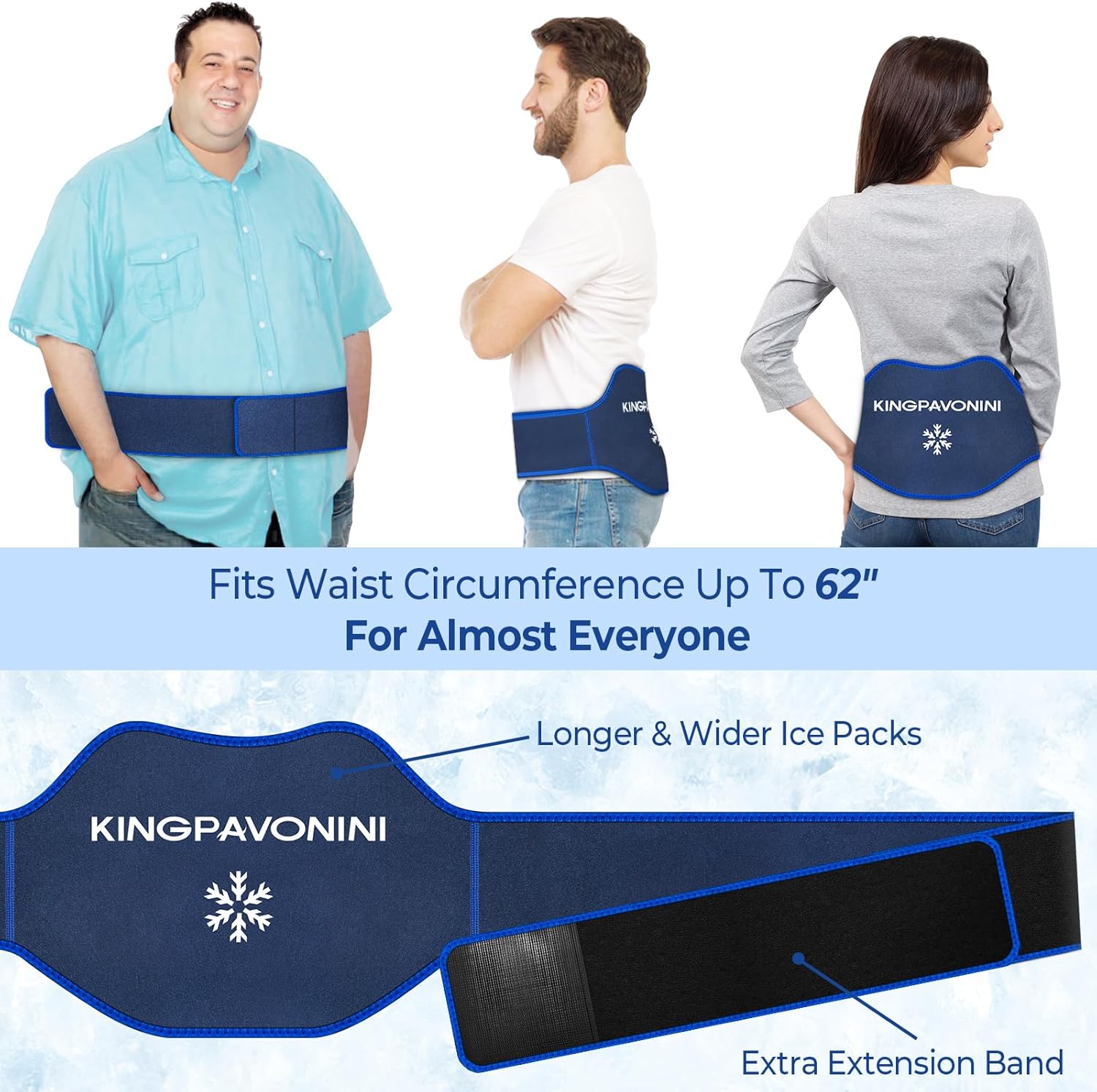 Detalle de KingPavonini Extra Large Back Ice Pack with Extension Strap (2 Pack)