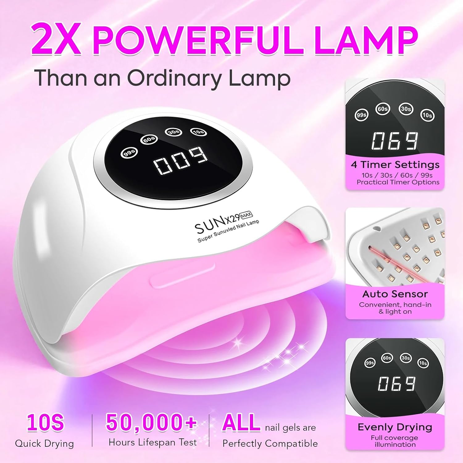 Thumbnail 3 de MainPi UV Nail Lamp 380W (90 LEDs) with Touch Screen & Auto Sensor