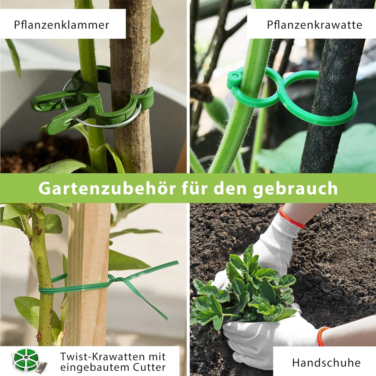 Thumbnail 4 de ZIKEBTUY 6 Stück Tomaten Rankhilfe 120 cm Höhe – Set mit Twist Tie und Clips, Metall Pflanzenhalter für Tomaten, Gurken, Rosen
