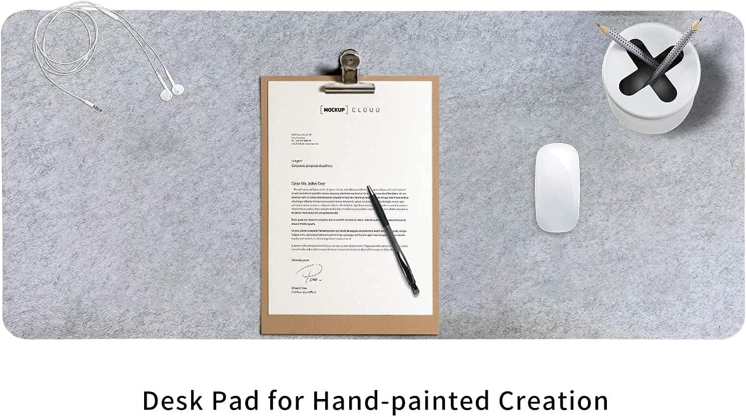 Detalle de DAWNTREES 140x60 cm Desk Mat – Extra Large Felt Desk Pad in Grey