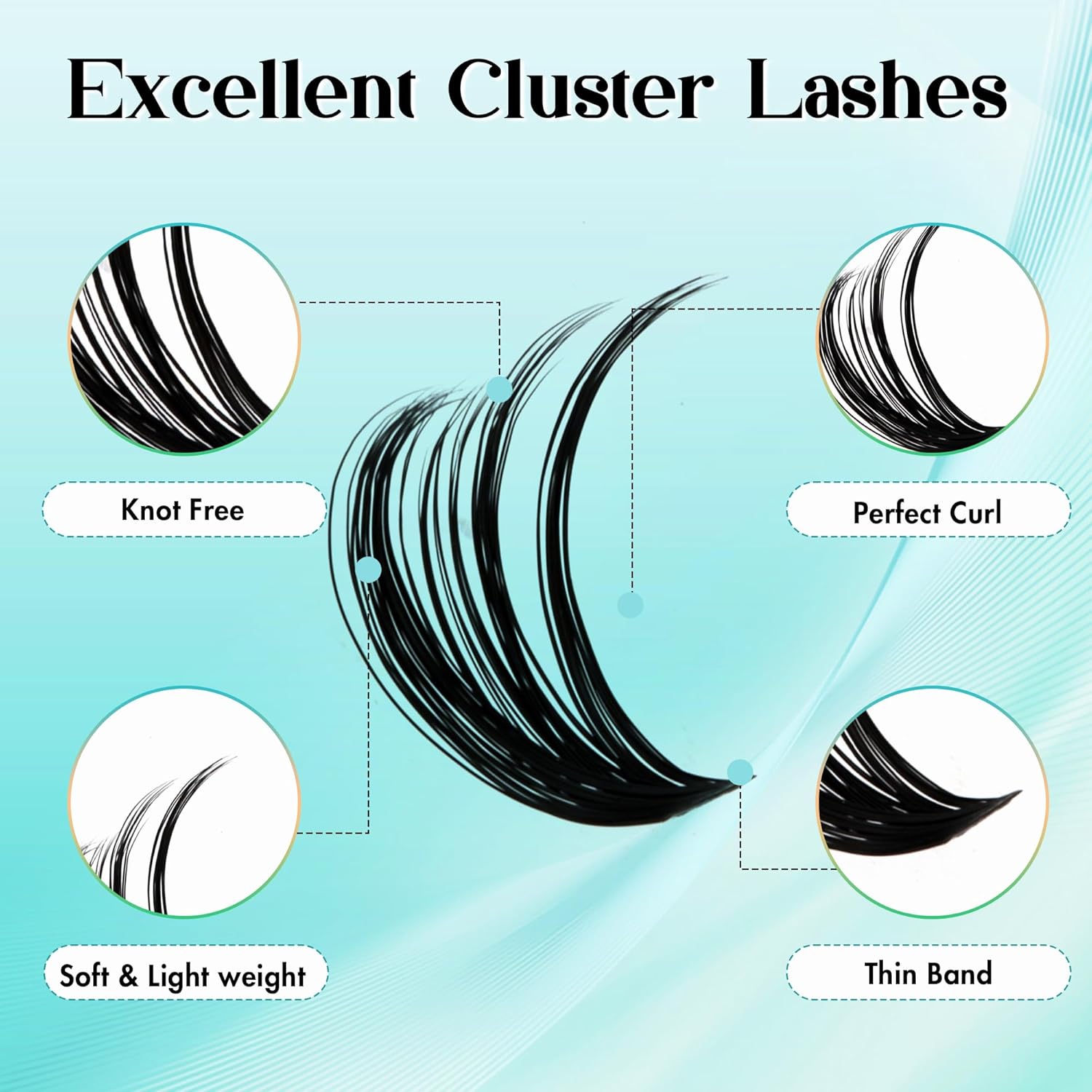 Detalle de GEMERRY Einzelwimpern-Set 40D/50D Cluster Wimpern 0.07D – DIY Wimpernverlängerung für Zuhause