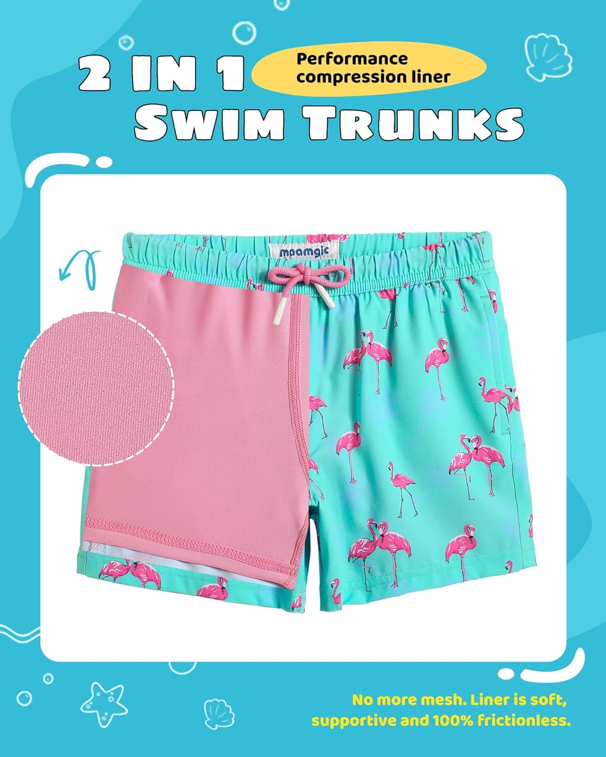 Thumbnail 2 de maamgic Boys Swim Trunks with Compression Liner Toddler Stretch Swim Shorts