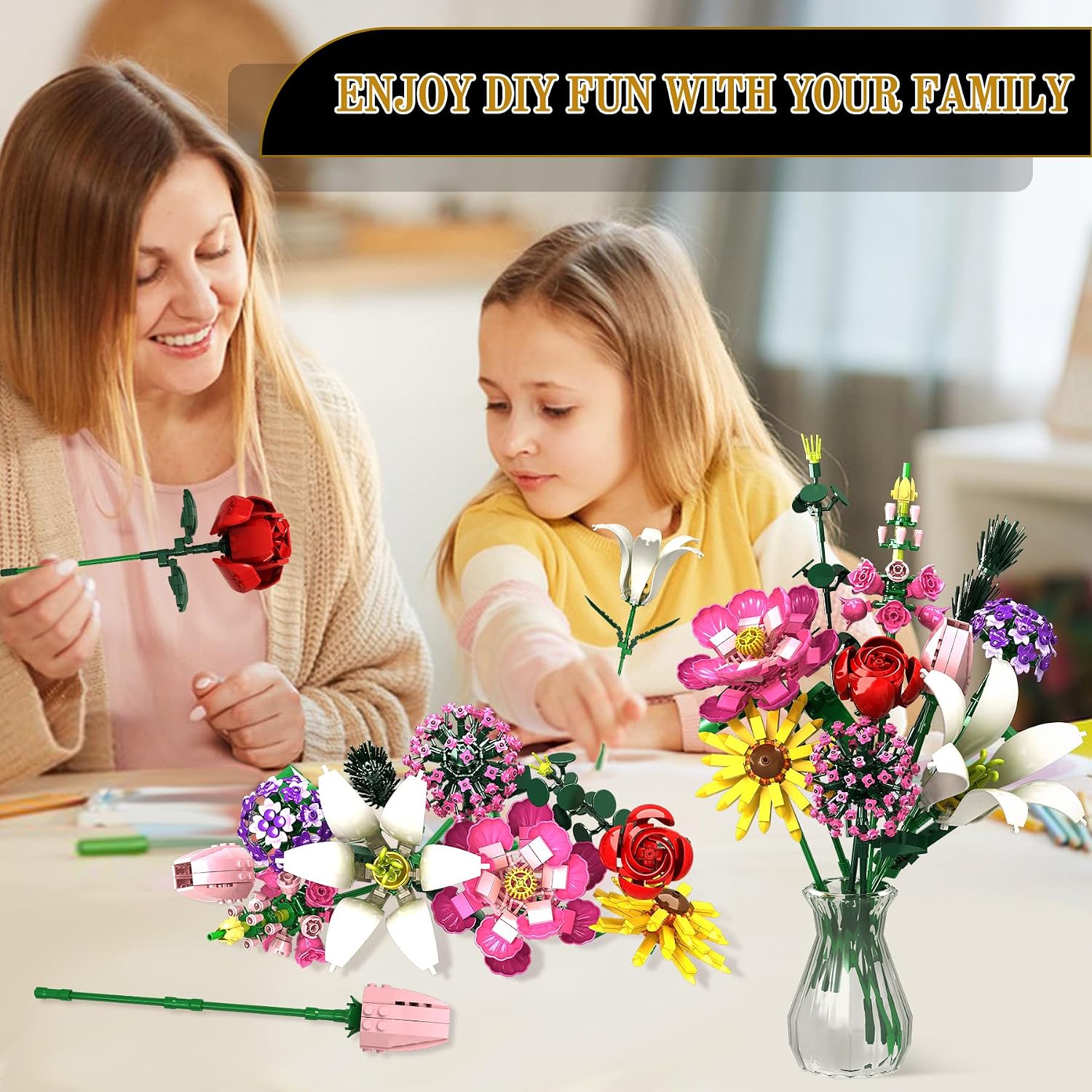 Detalle 2 de Rongmeiz Flower Clusters 721 Teile Bouquet-Set