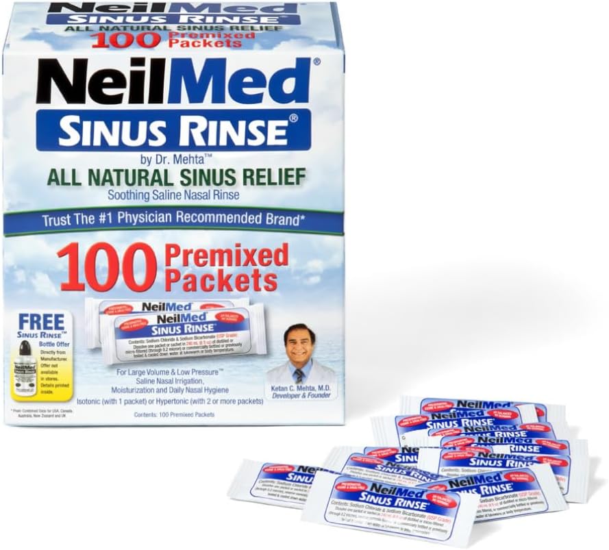 Detalle de NeilMed Sinus Rinse All Natural Relief Premixed Refill Packets — 100 Count (Pack of 1)