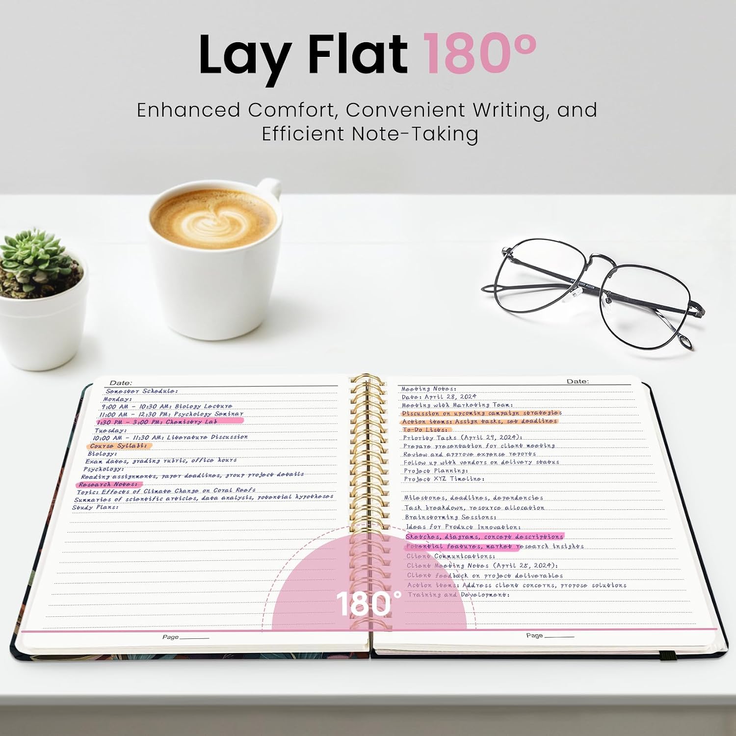 Detalle de ZOTIA Cute Spiral Journal, A5 Hardcover Notebook with 114 GSM Lined Paper