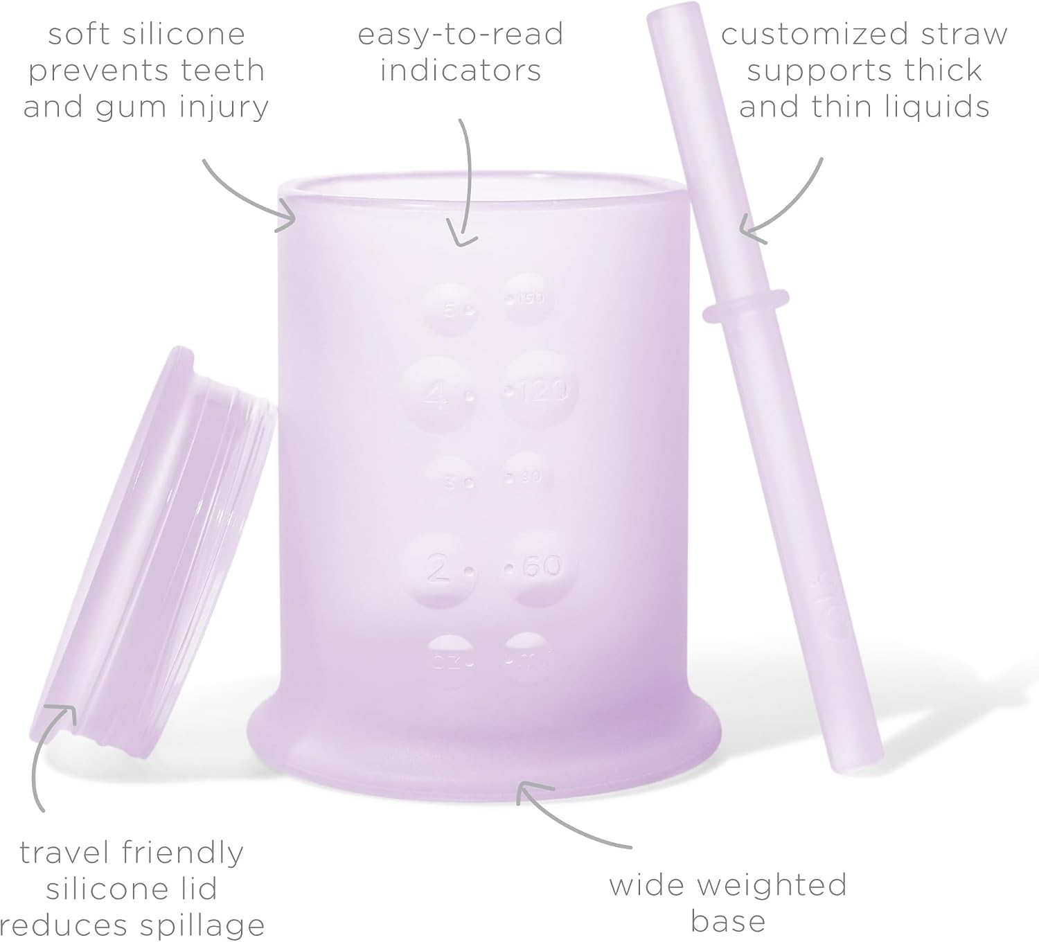 Detalle 2 de Olababy HU-XI-17 Silicone Straw Training Cup, 5 oz, Lilac