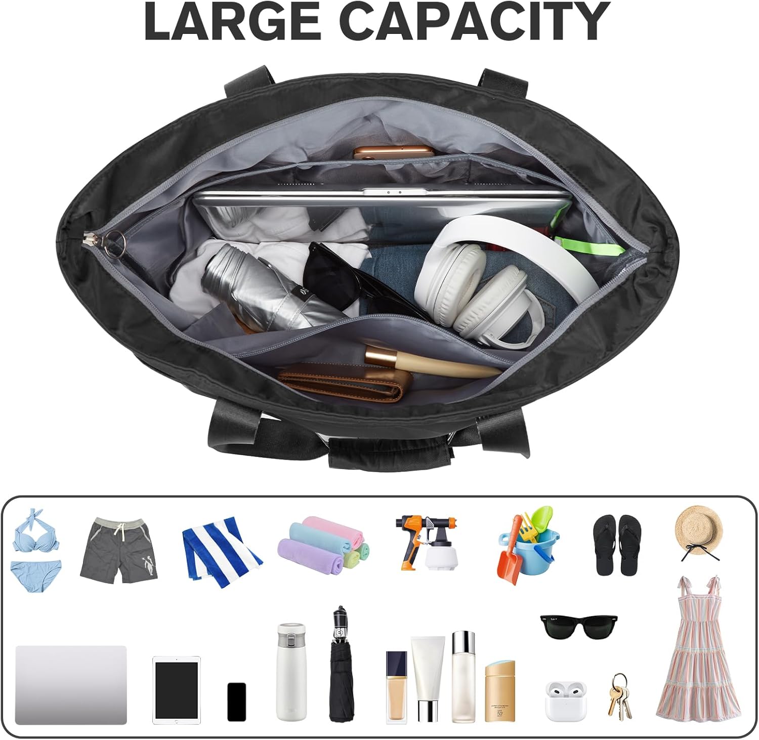 Detalle 2 de G4Free 30L/50L Waterproof Beach Bag for Women – Large Capacity Sport Tote with Wet Compartment