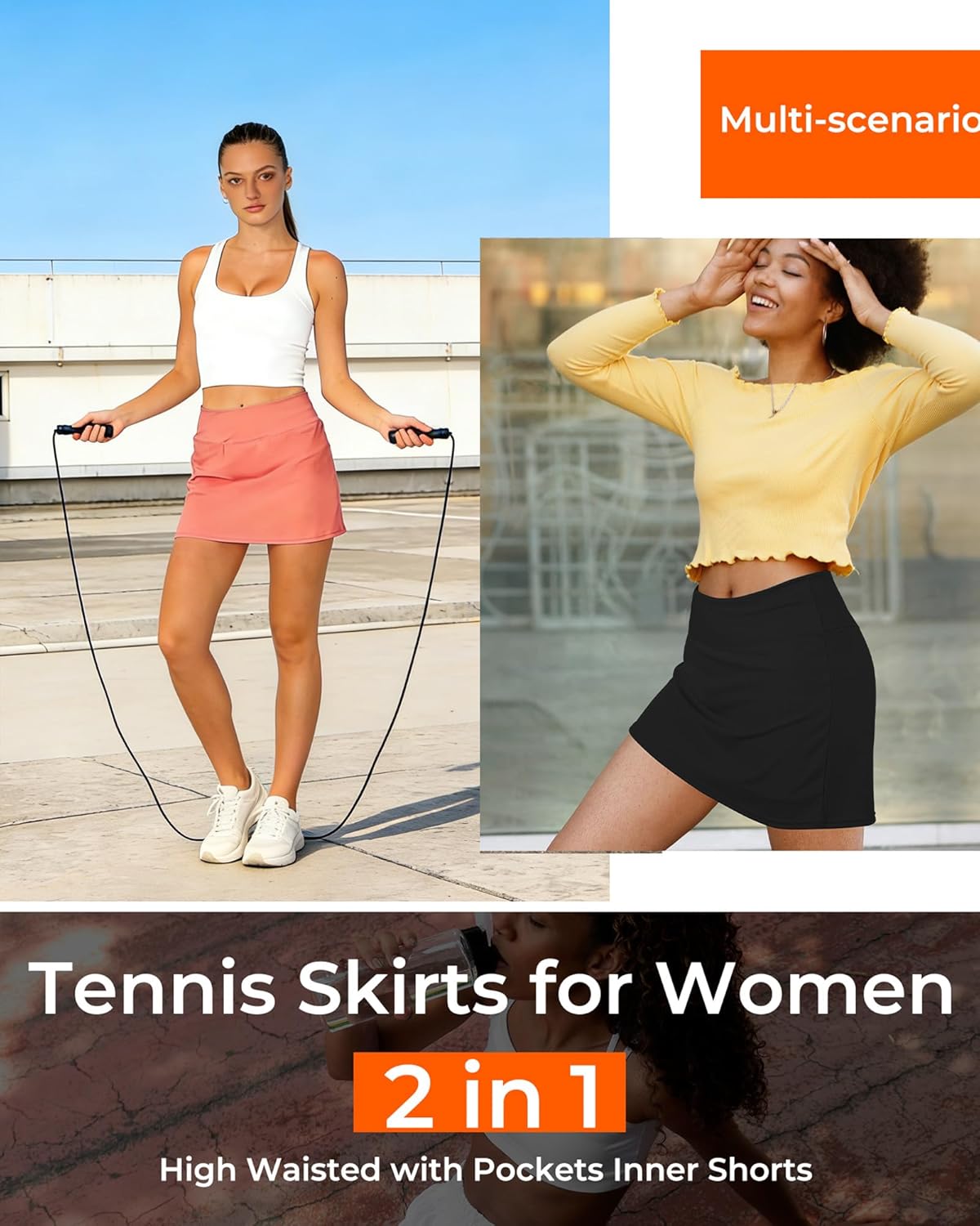 Thumbnail 6 de Shdykj Tennis Skirt with Built-in Shorts – High-Waisted, Stretchy Athletic Skort