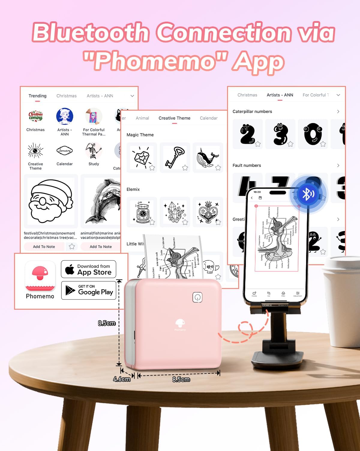 Thumbnail 5 de Phomemo P2S Mini Stampante Termica Bluetooth con carta adesiva, 300 dpi