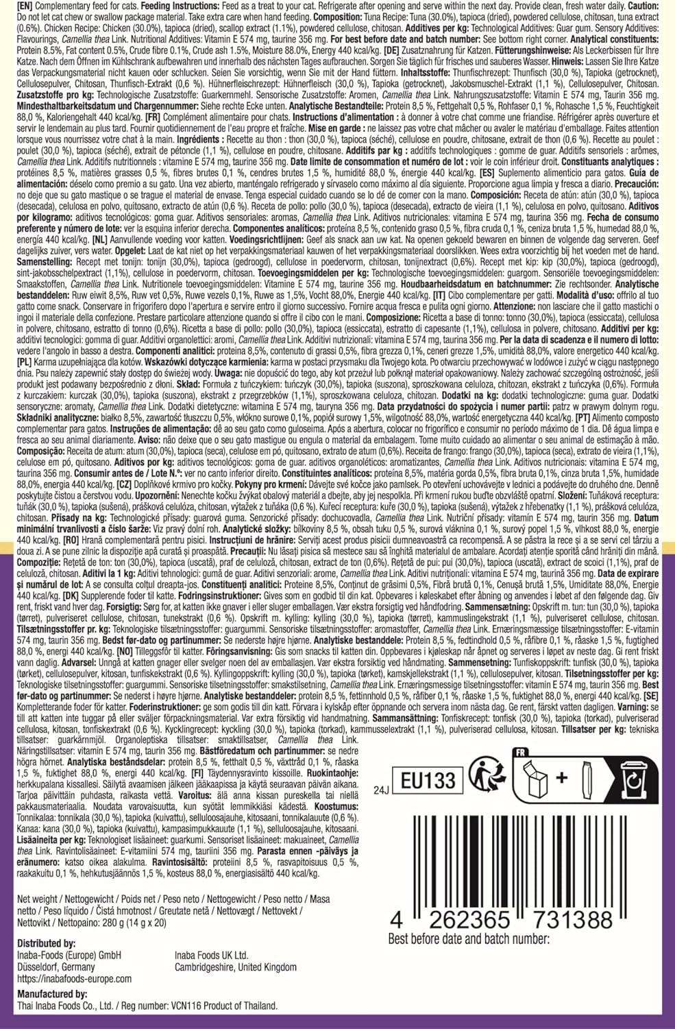 Thumbnail 6 de INABA Churu Hairball Snack Gatti – Tonno e Pollo, 20 Monoporzioni da 14 g, per prevenire le palle di pelo
