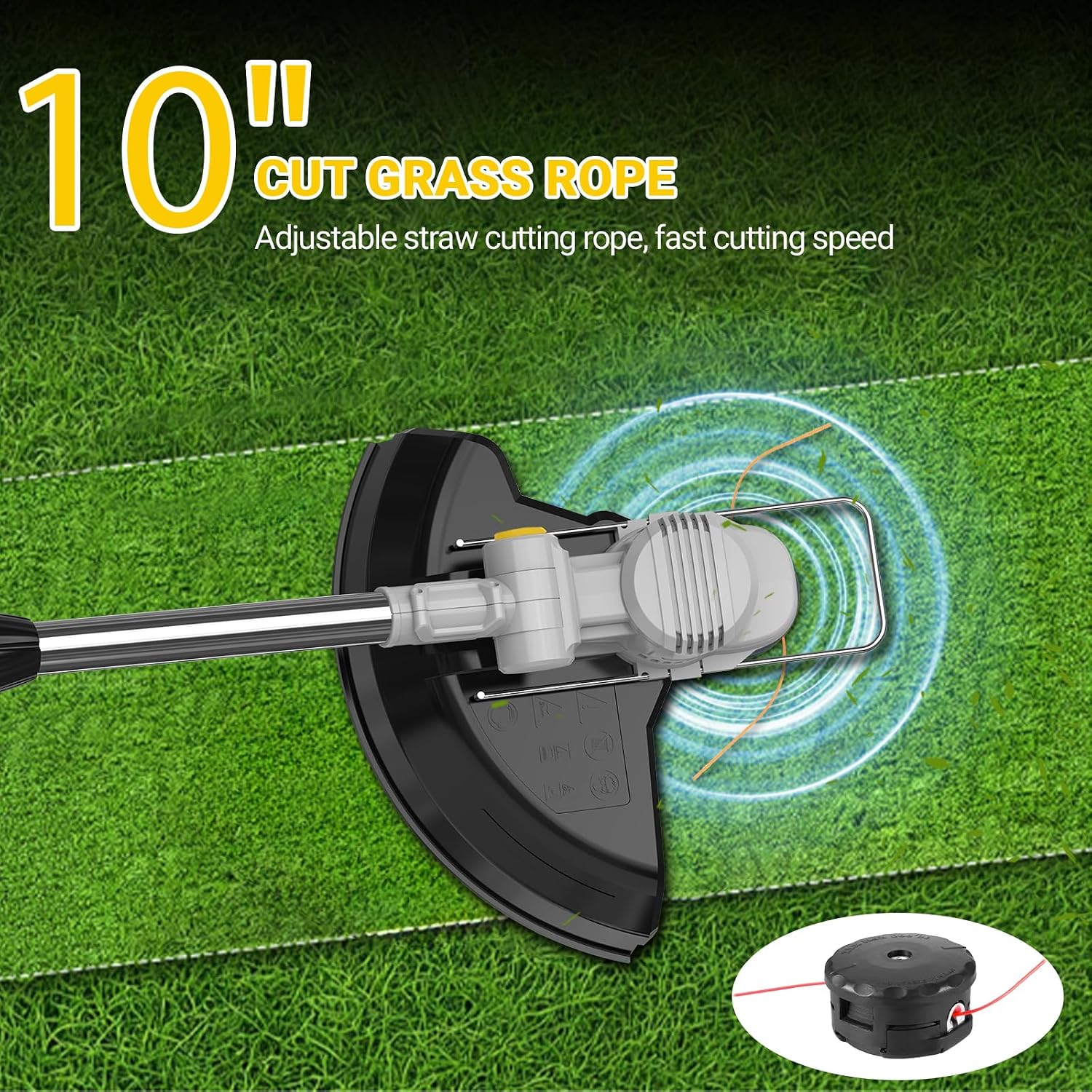 Detalle de Cordless Strimmer for Makita 18V Battery — 750W Brushless Grass Trimmer with 2 x 4.0Ah Batteries, Fast Charger and 4‑in‑1 Blades (Grey)