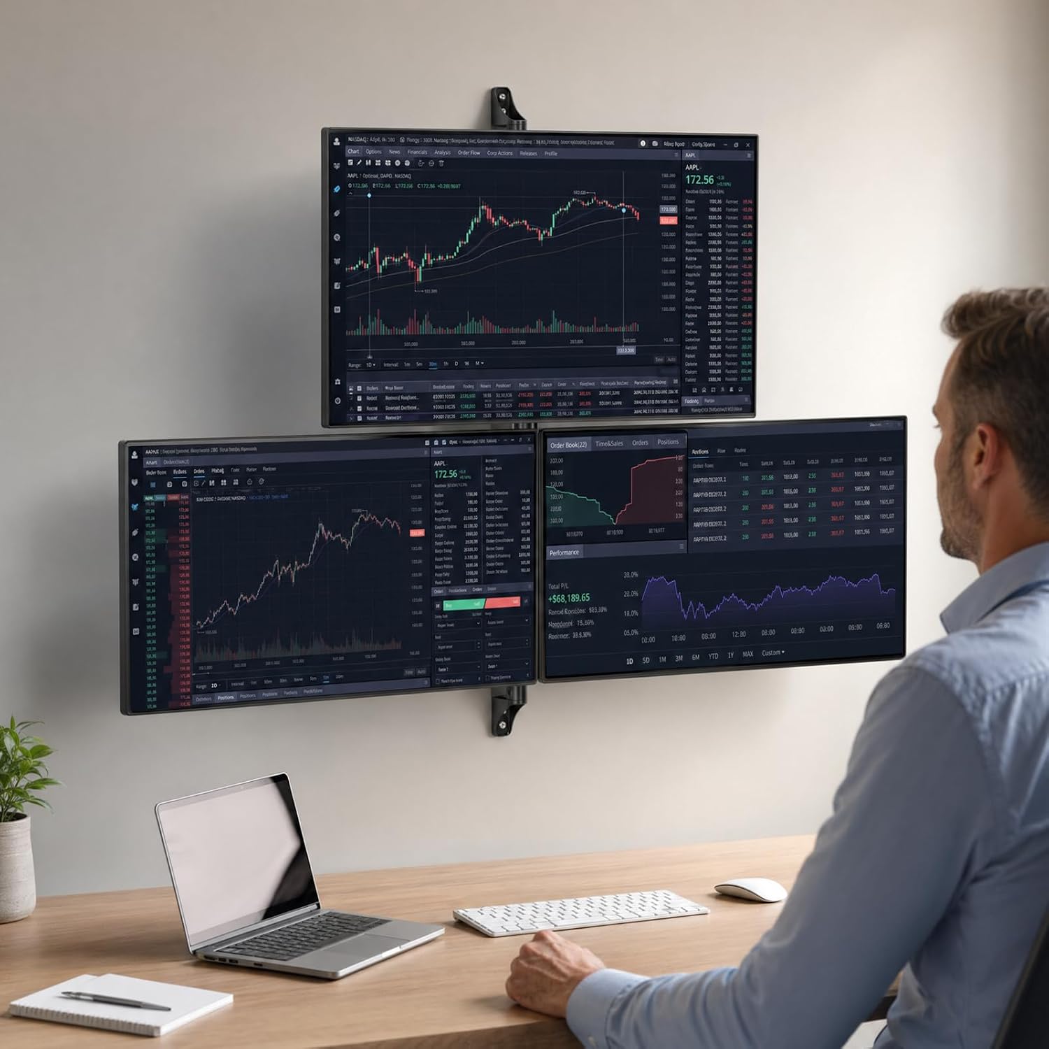 Detalle 2 de WALI Triple Monitor Wall Mount 49-inch