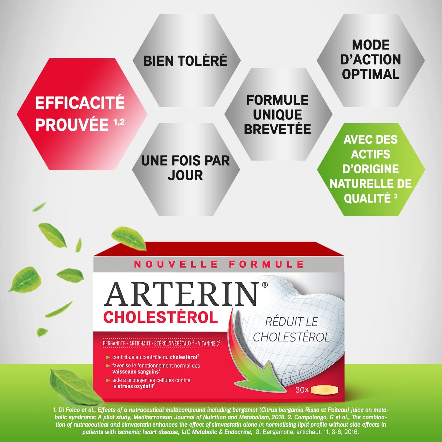 Detalle de ARTERIN Cholestérol – Complément alimentaire à base de plantes, stérols végétaux et vitamine C, 90 comprimés