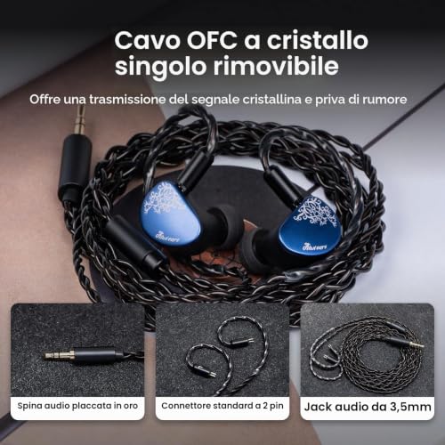 Thumbnail 6 de Linsoul Kiwi Ears Cadenza II: IEM dinamico con driver da 10 mm e chassis CNC in alluminio blu