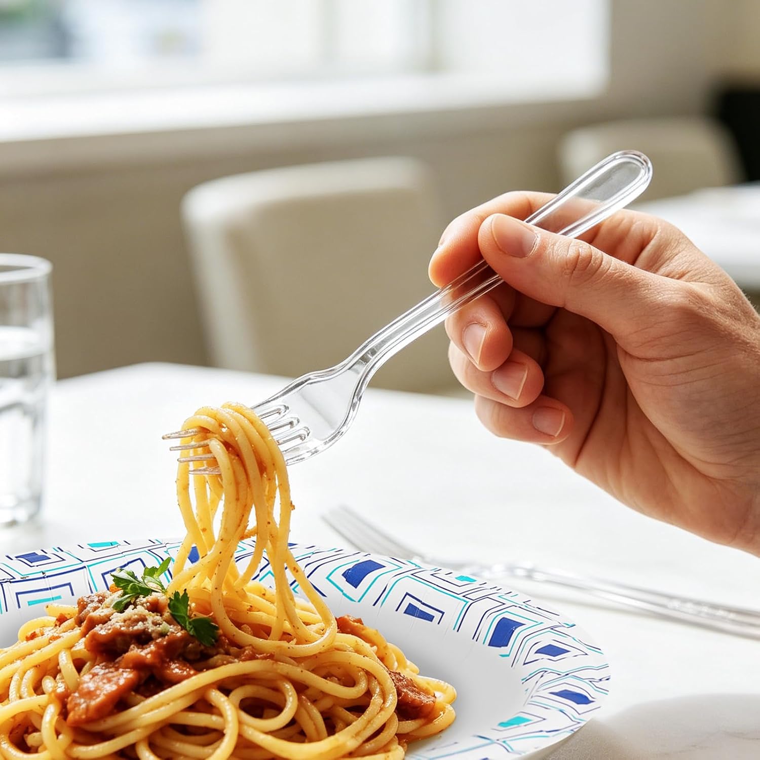 Thumbnail 3 de Lamosi 360 Count Extra Heavy Duty Clear Plastic Silverware Set (150 forks, 150 spoons, 60 knives)