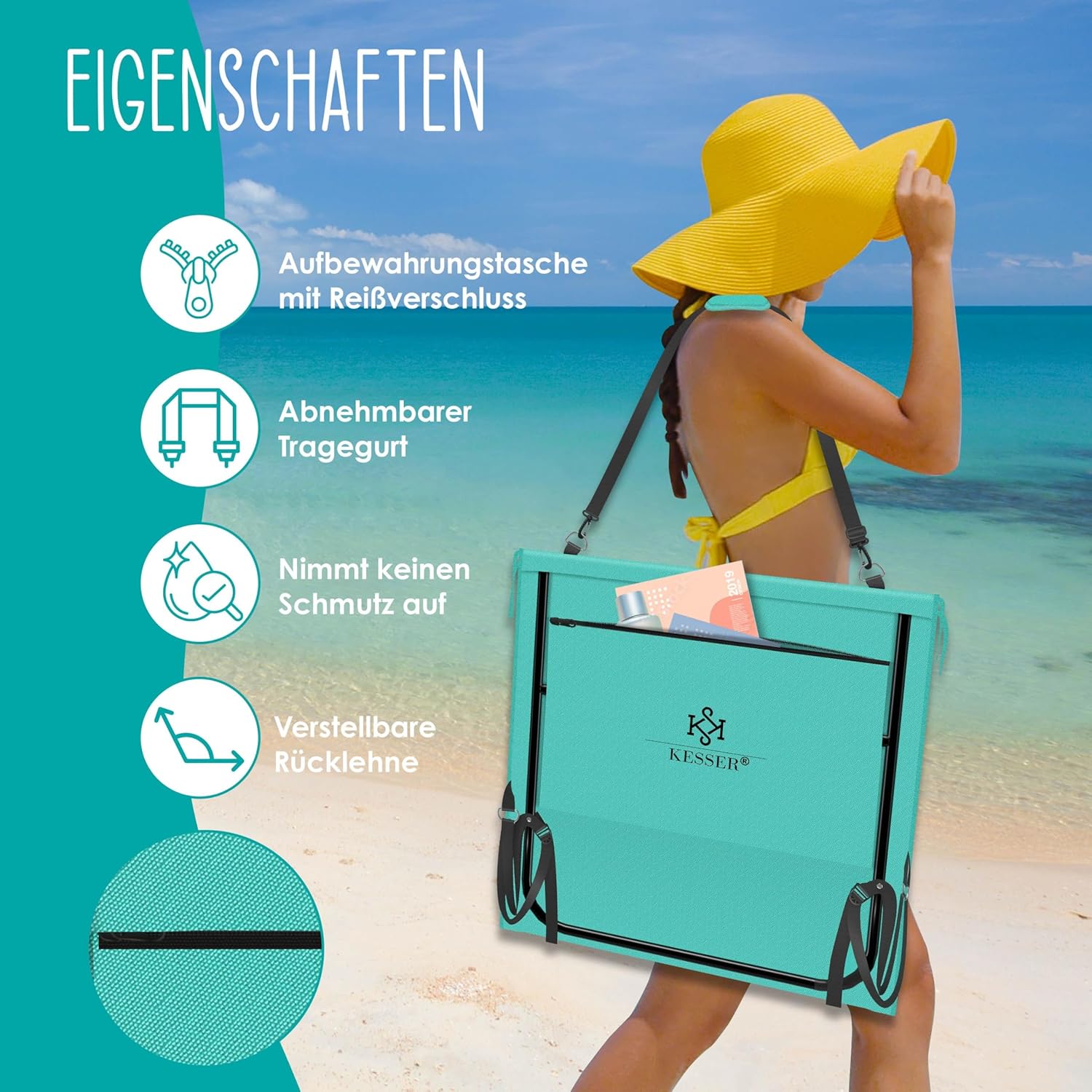 Thumbnail 3 de KESSER 2er Set Strandmatte klappbar mit Verstellbarer Rückenlehne – belastbar bis 130 kg