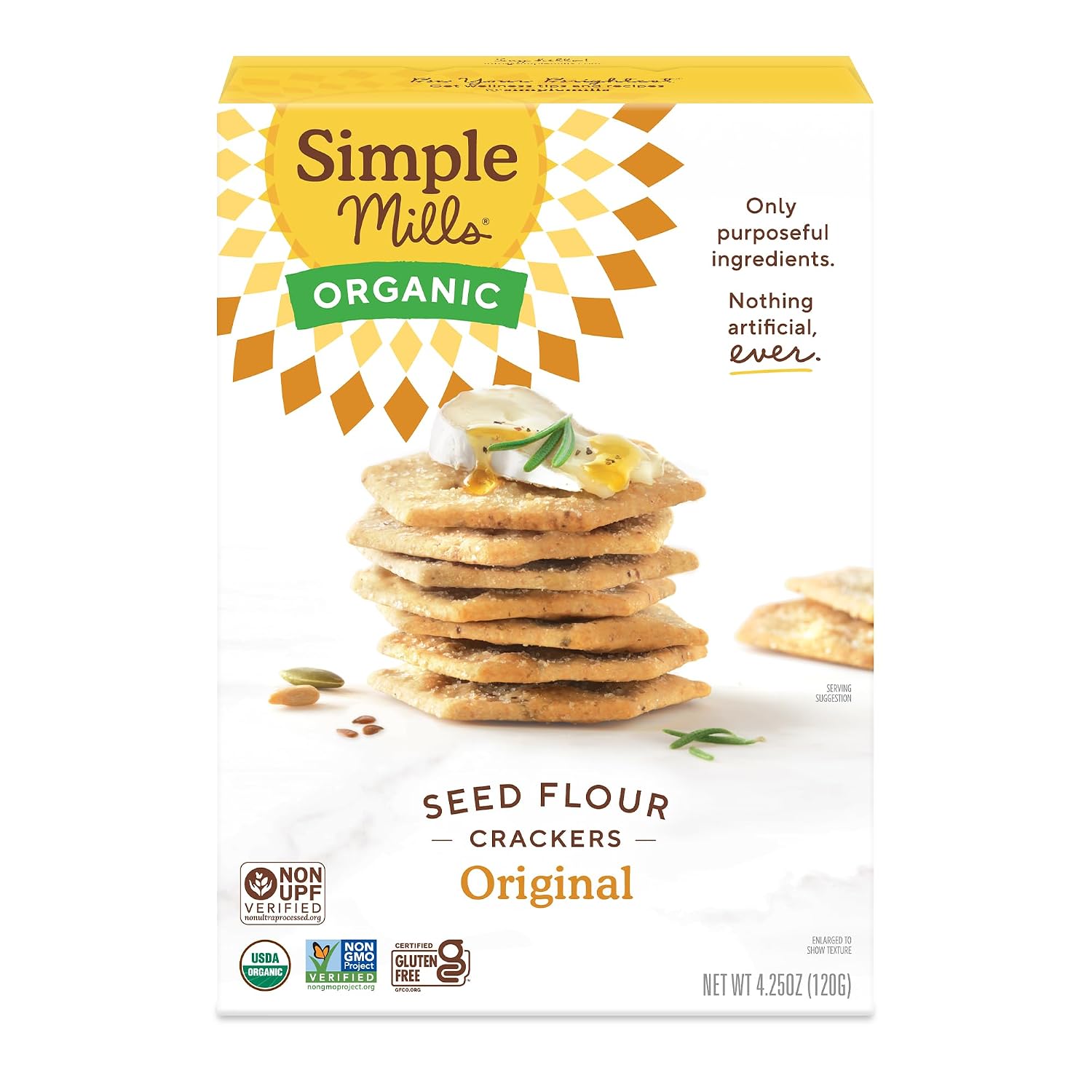Detalle de Simple Mills 0856069005742 Organic Seed Flour Crackers, Original, 4.25 oz