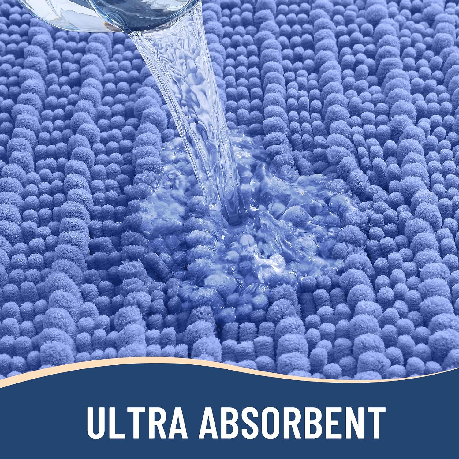 Detalle 2 de Arotive Luxury Chenille Bath Rug 30x20 in Cornflower Blue