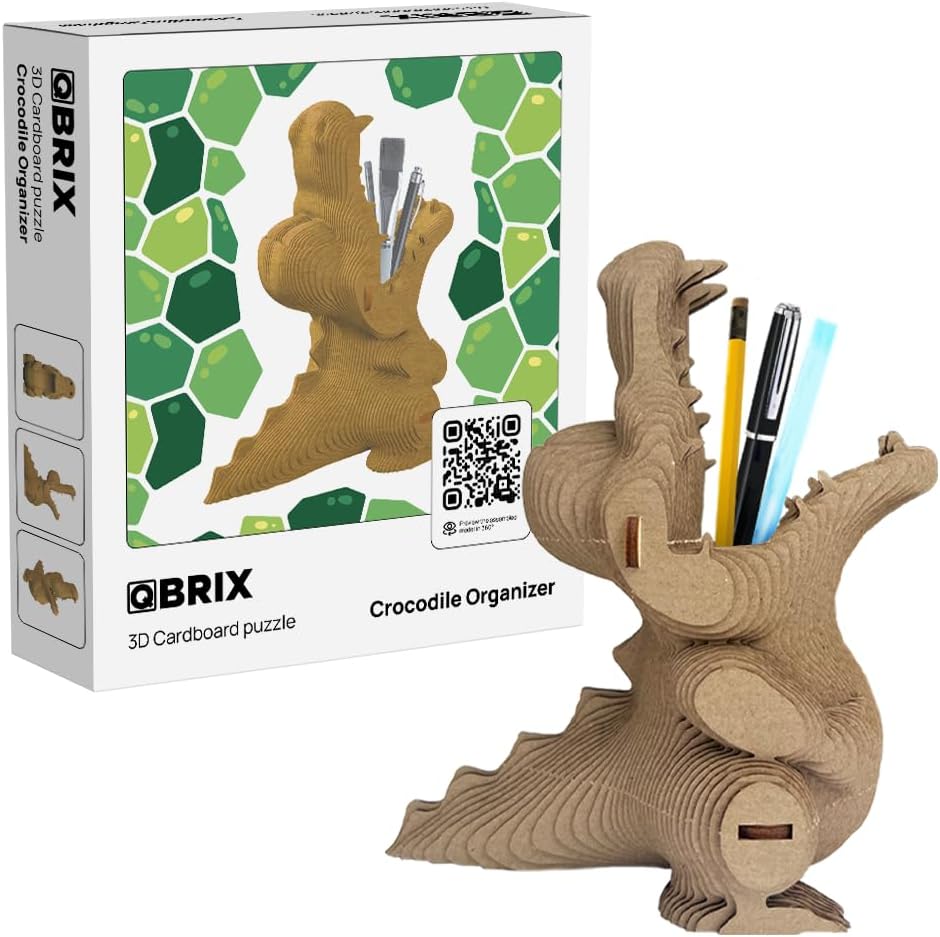 Detalle de QBRIX Crocodile Pen Holder 3D Puzzle, Cardboard