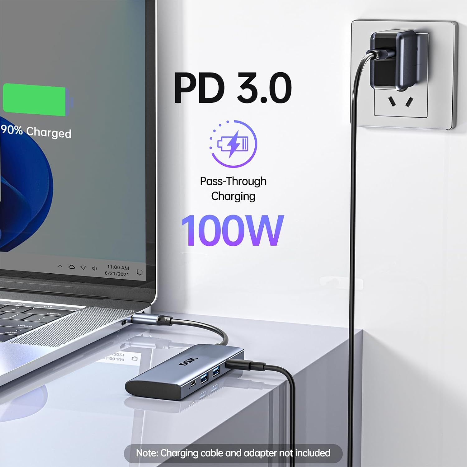 Detalle de SSK Hub USB‑C 4 en 1 10 Gbps — station d’accueil compacte pour Mac et PC