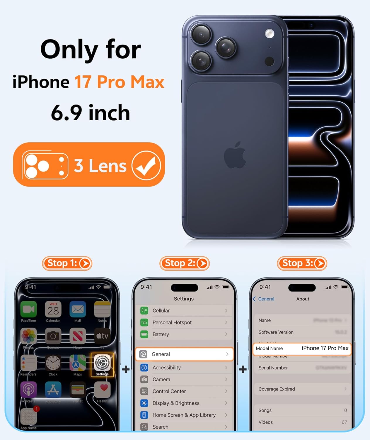 Thumbnail 1 de FNTCASE Deep Blue iPhone 17 Pro Max Case with MagSafe + Tempered Glass Screen Protector