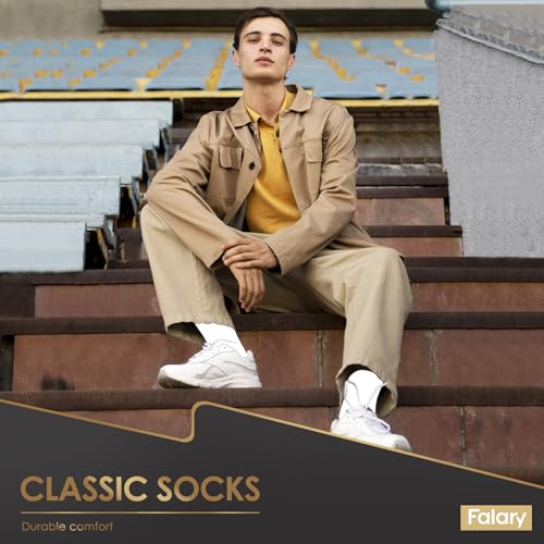 Detalle de FALARY Mens Socks 9-12 White – 12-Pair Multipack for Comfort, Breathability and Durability
