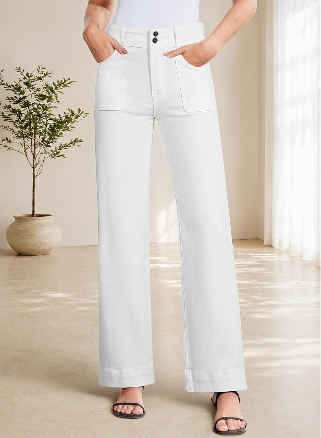 Thumbnail 3 de Sidefeel Women's Wide Leg Jeans with High Rise, Stretchy Tummy Control