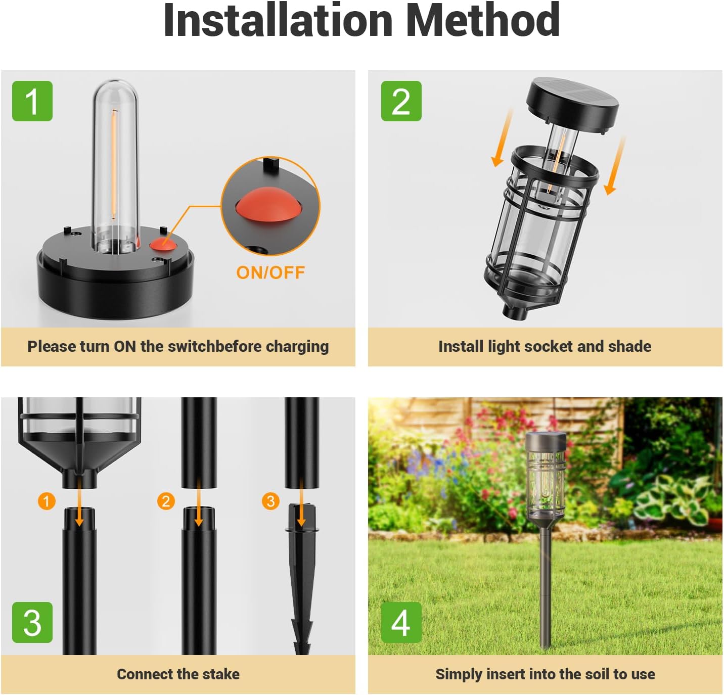 Detalle de Amzarp 8 Pack Solar Garden Lights: Bright 3000K Warm White LED Pathway Lights