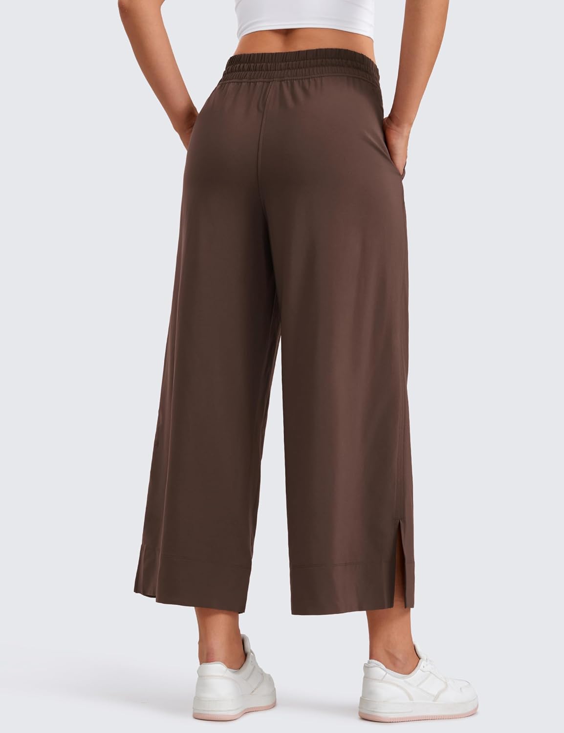 Detalle de CRZ YOGA Pantalon Capri léger à jambe large femme taille haute décontracté