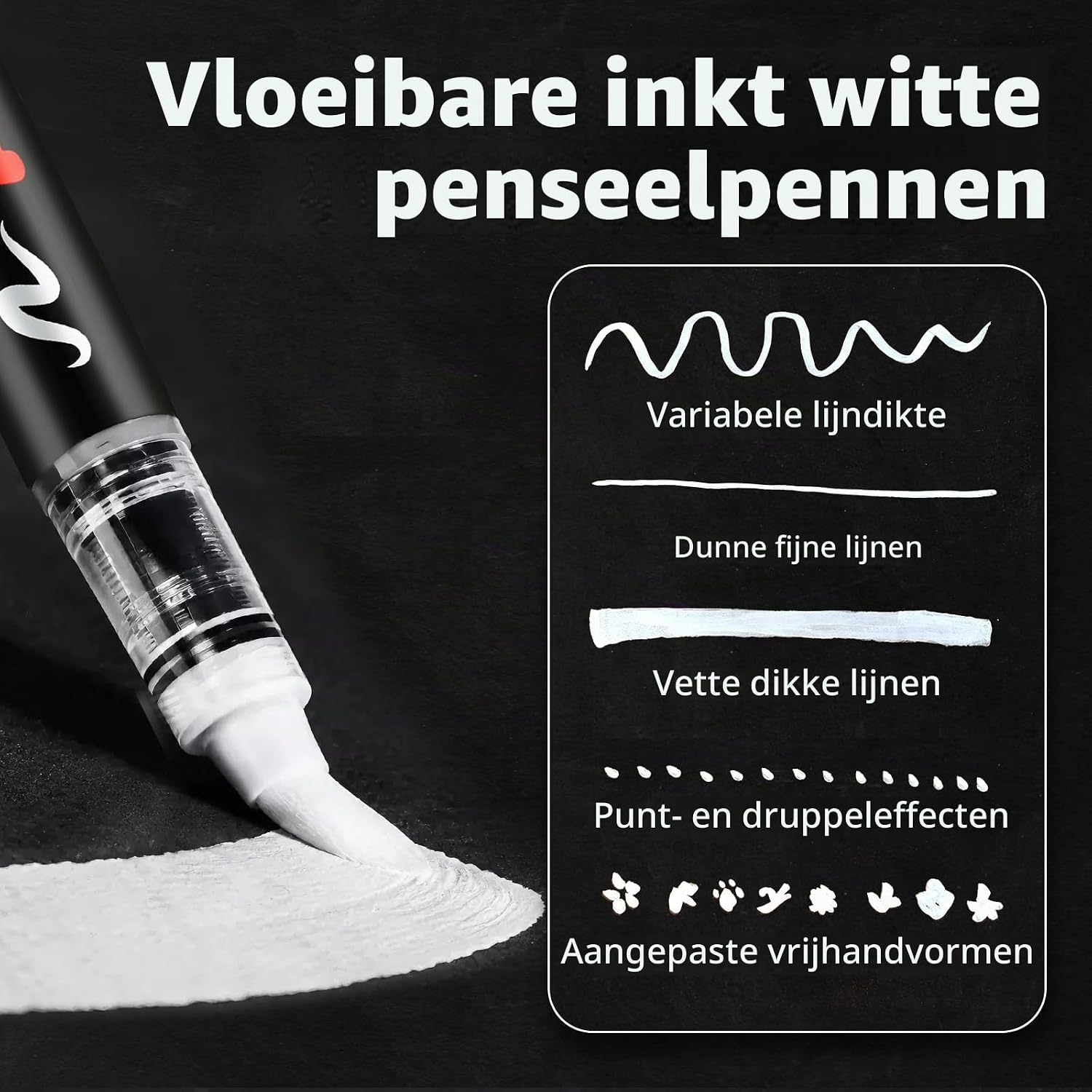 Detalle 2 de KASAFE set met witte gel- en acrylpennen en gouden pen, 8 stuks