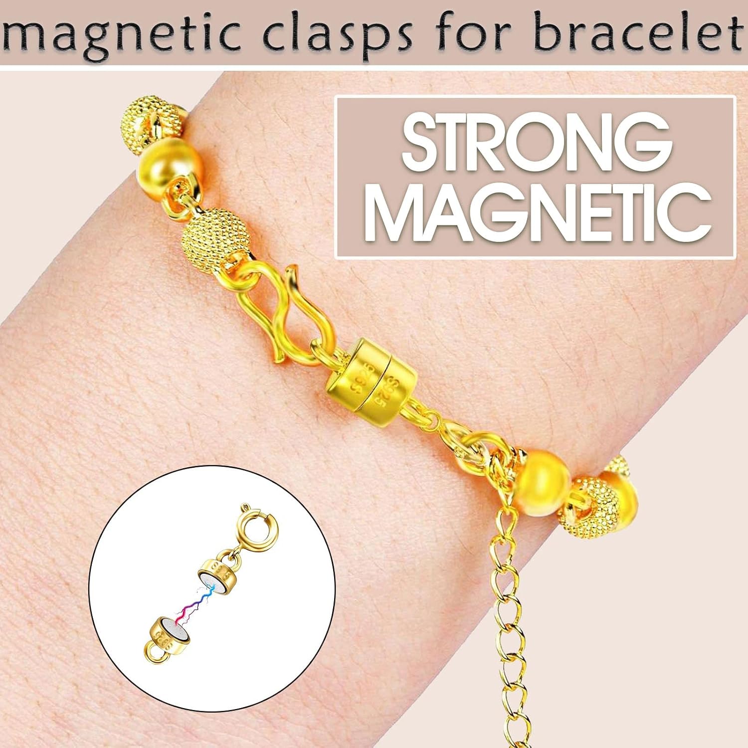 Detalle 2 de OHINGLT 01 Magnetic Necklace Clasps, 925 Sterling Silver, Gold and Silver Plated