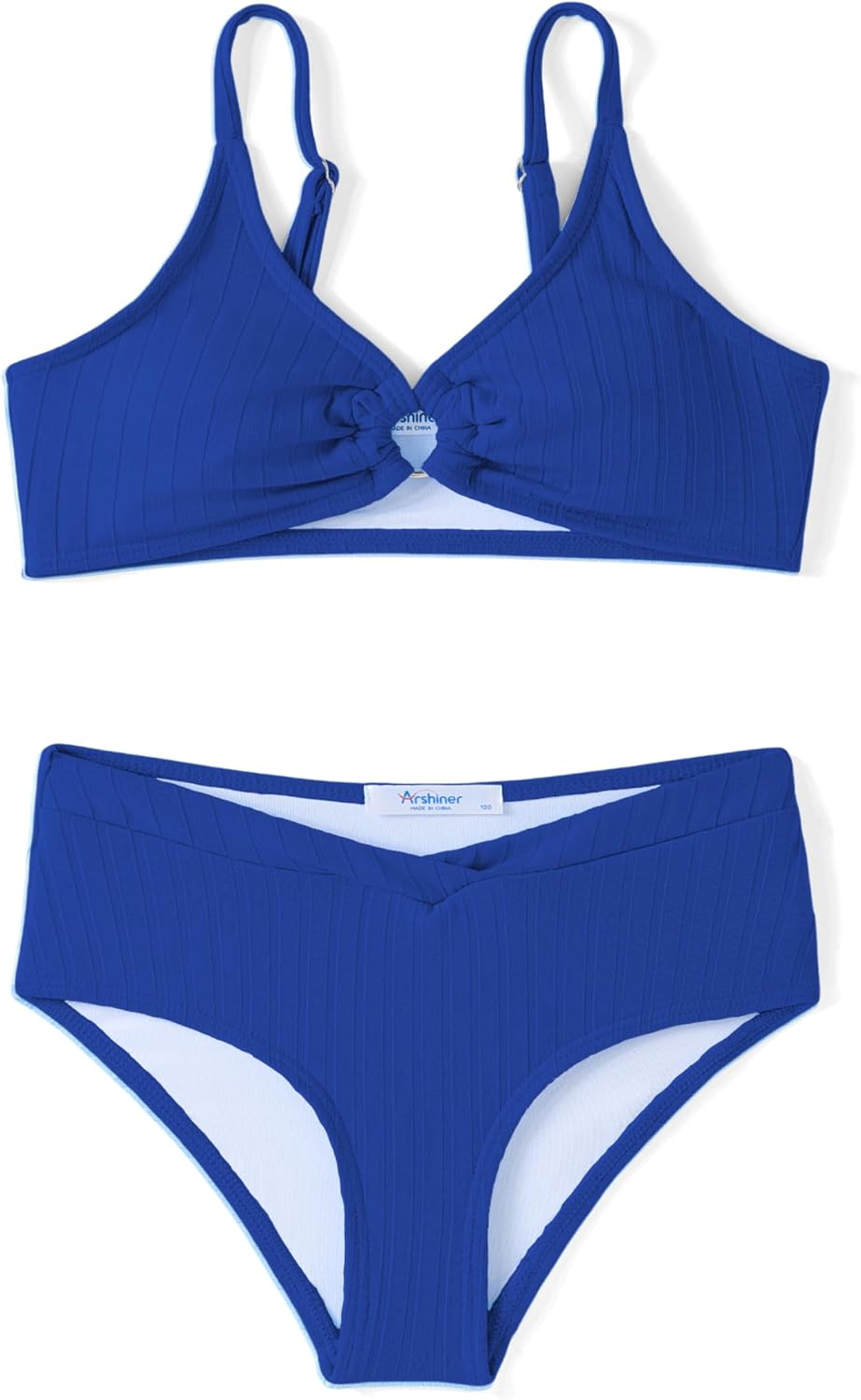 Detalle de Ensemble bikini côtelé enfant Arshiner (7 à 15 ans) – haut ajustable + slip/tankini