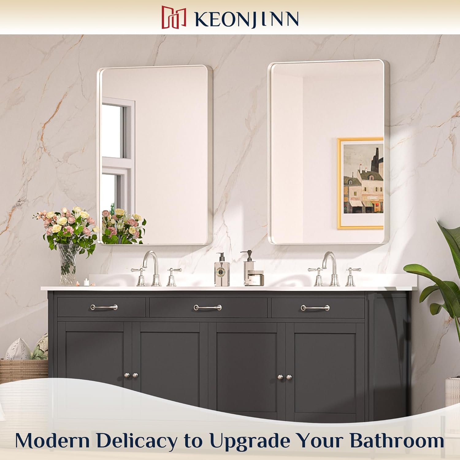 Detalle 2 de Keonjinn Brushed Nickel Mirror 24x36