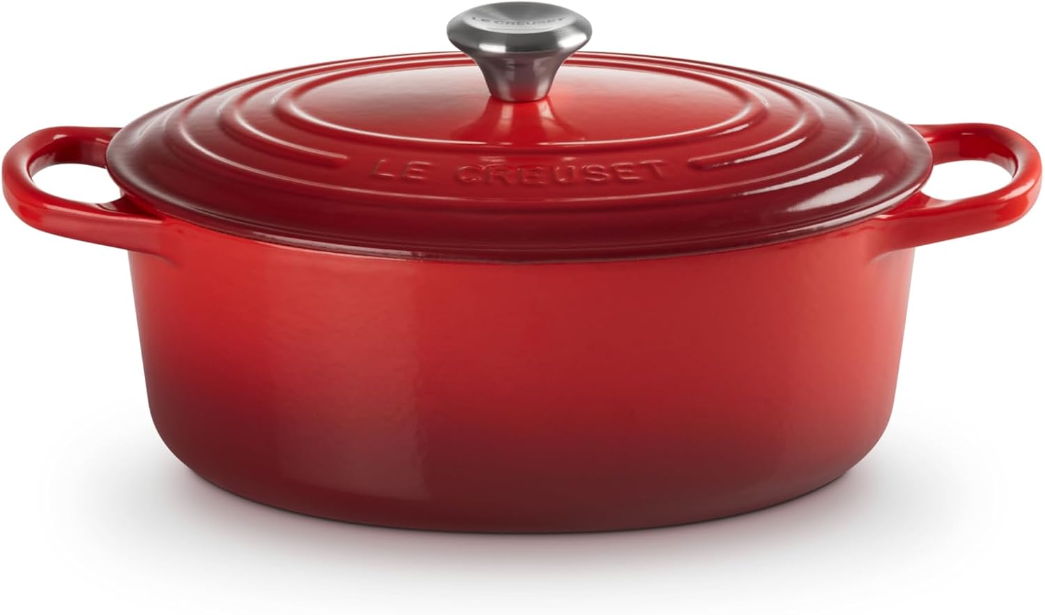 Detalle de Le Creuset Signature Gusseisen-Bräter mit Deckel, oval Ø 27 cm (Kirschrot), 4,1 l